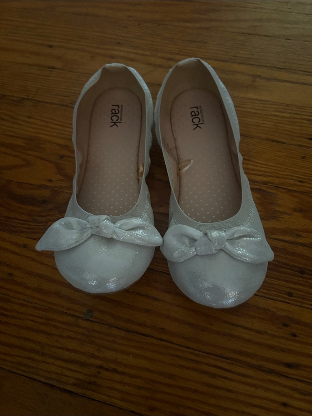 Silver Shimmery Bow Ballet Flats
